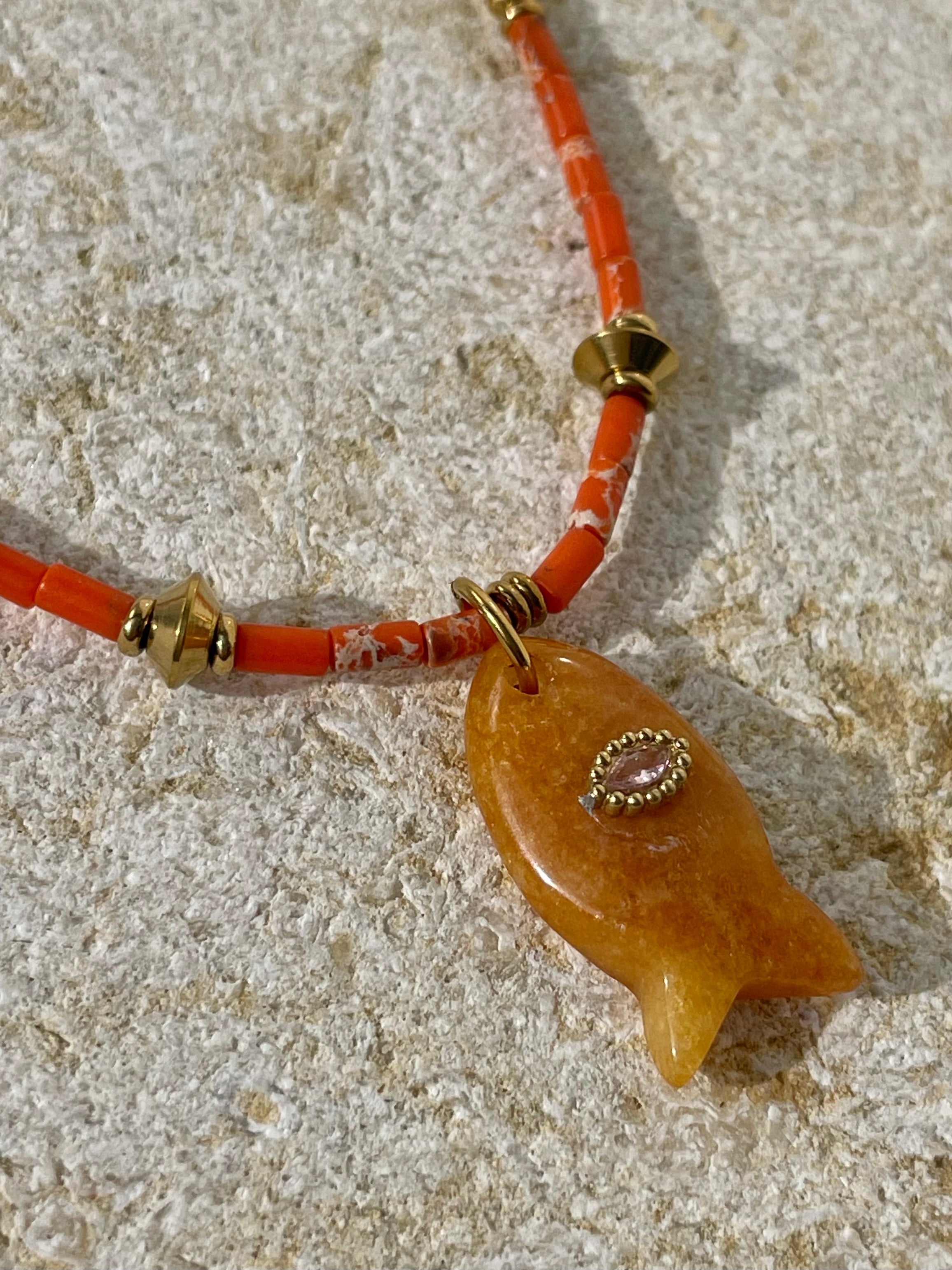 [SAMPLE] Beaded Necklace with Fish Charm