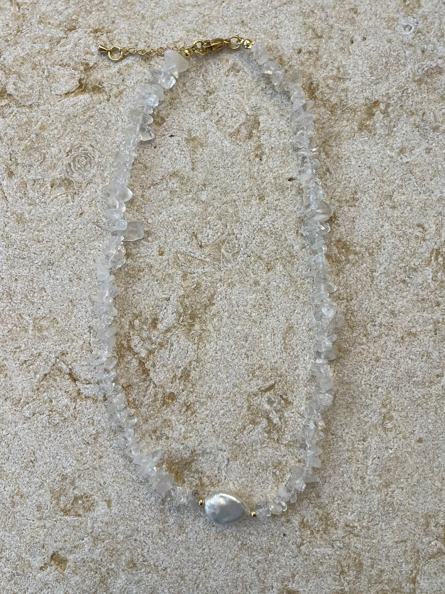 [SAMPLE] Keshi Freshwater Pearl Quartz Beaded Necklace