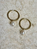 [SAMPLE] Freshwater Pearl Hammered Hoops