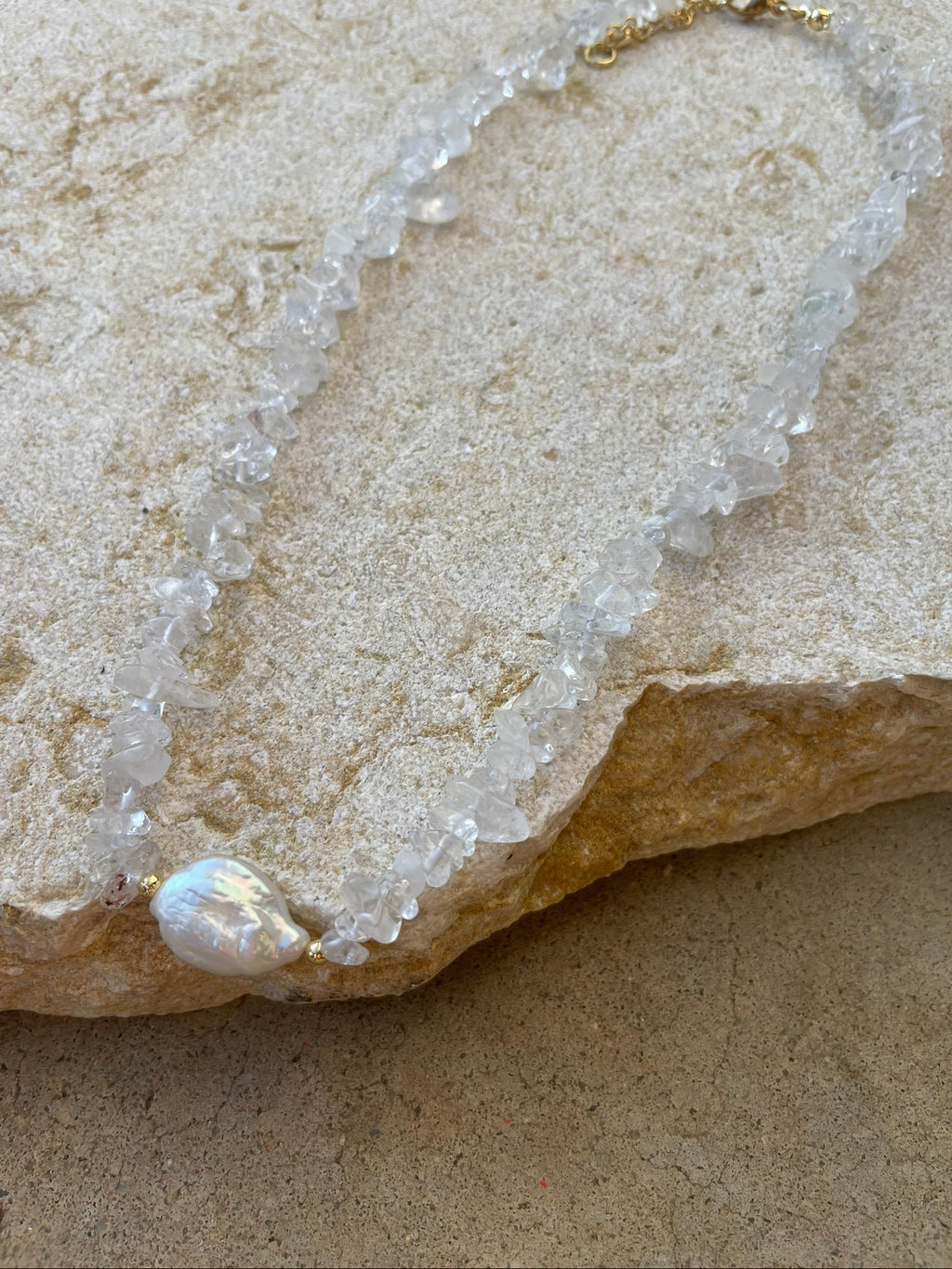 [SAMPLE] Keshi Freshwater Pearl Quartz Beaded Necklace