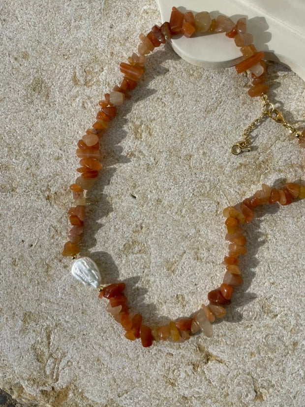 Keshi Freshwater Pearl Citrine Beaded Necklace