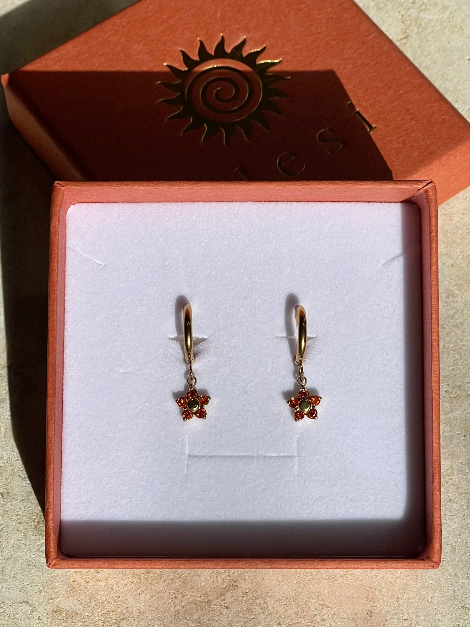[SAMPLE]  Orange Gemstone Hoops