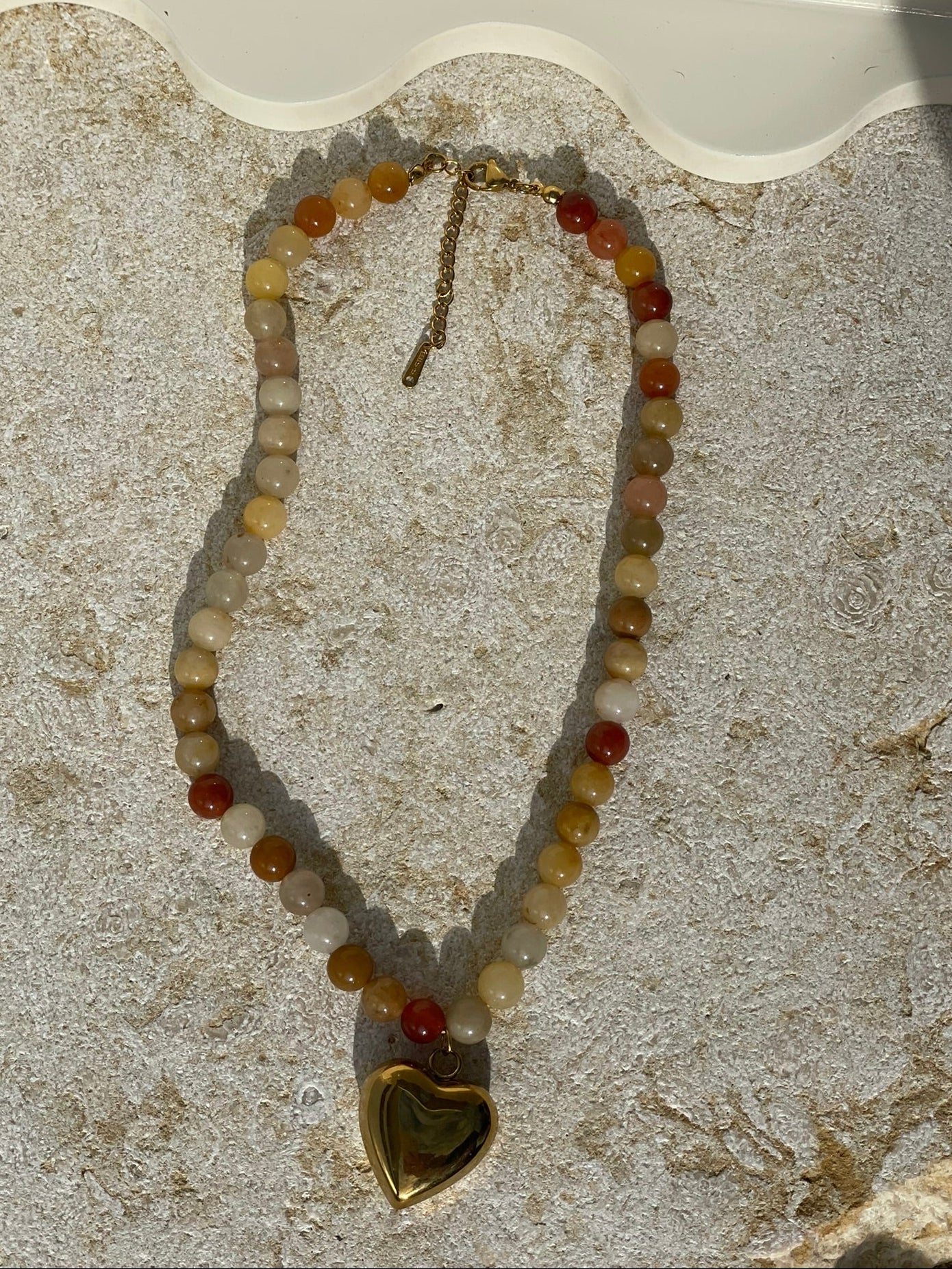 [SAMPLE] Multicolour Beaded Necklace with Love Heart Charm