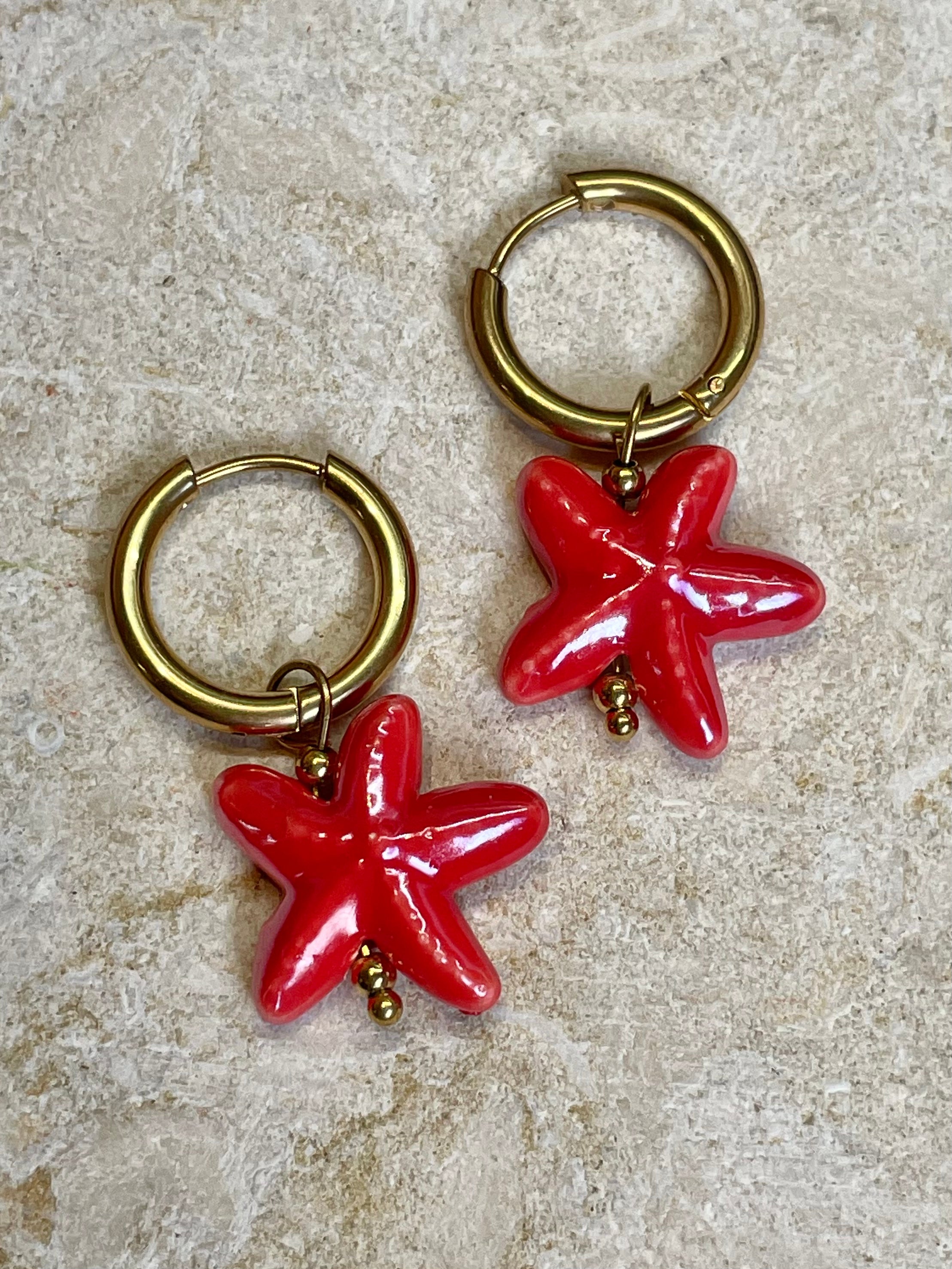 [SAMPLE] Red Starfish Hoops