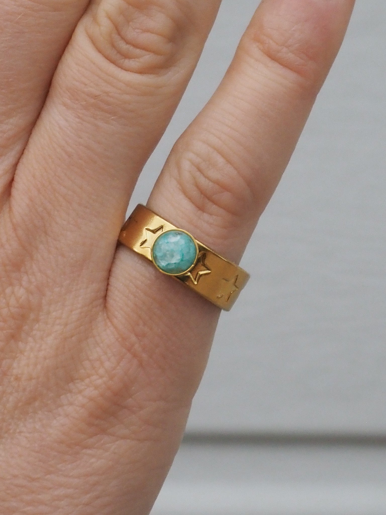 [SAMPLE] Star Gemstone Ring - Amazonite