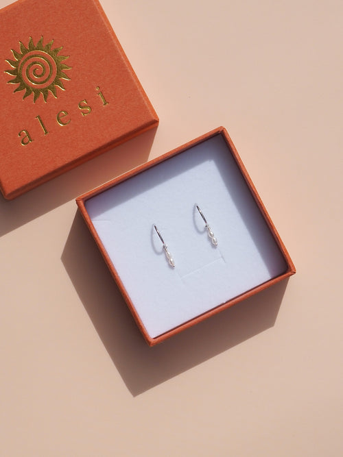 925 Sterling Silver Pearl Stack Hoops