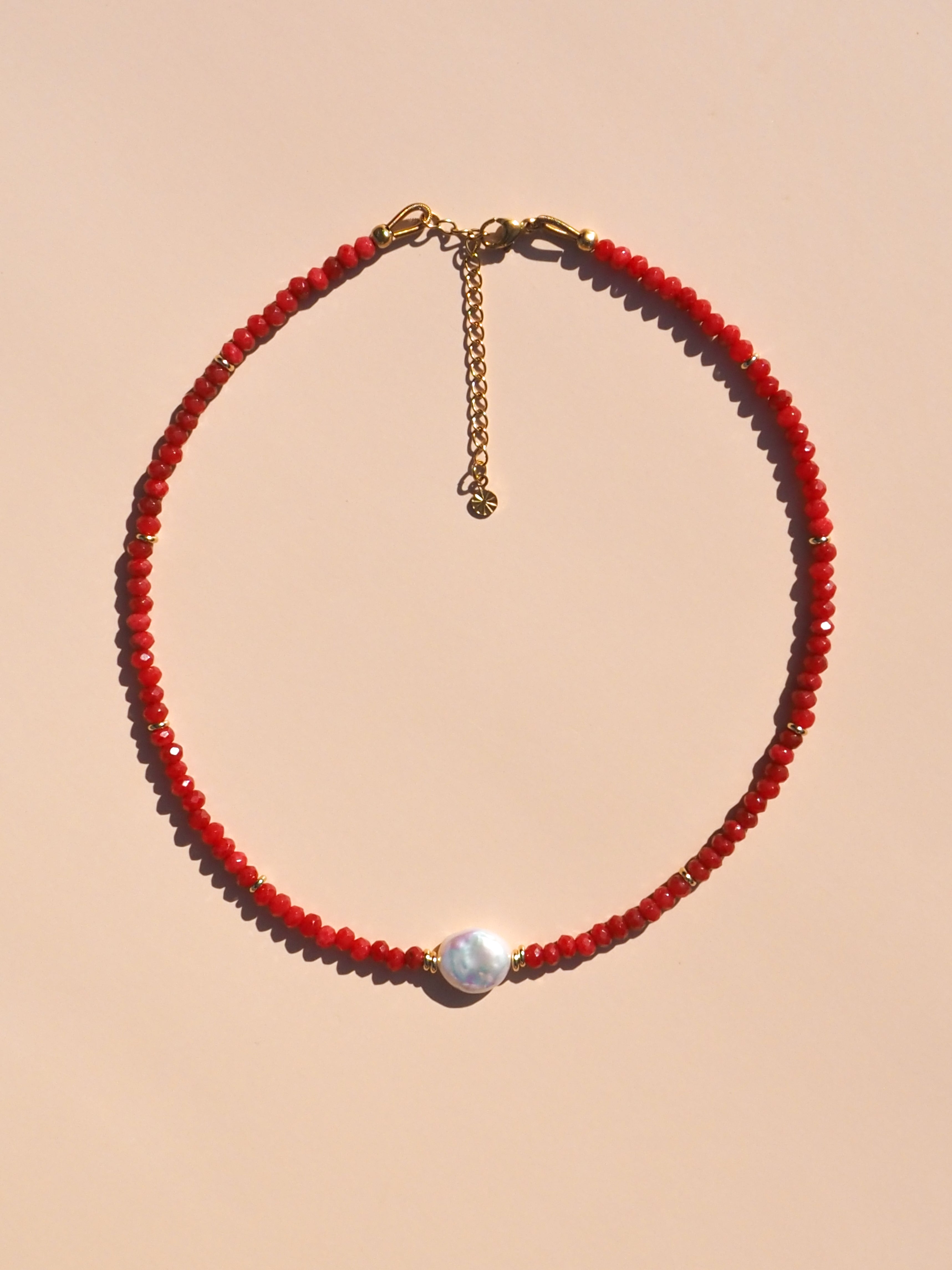 Red Round Freshwater Pearl Necklace