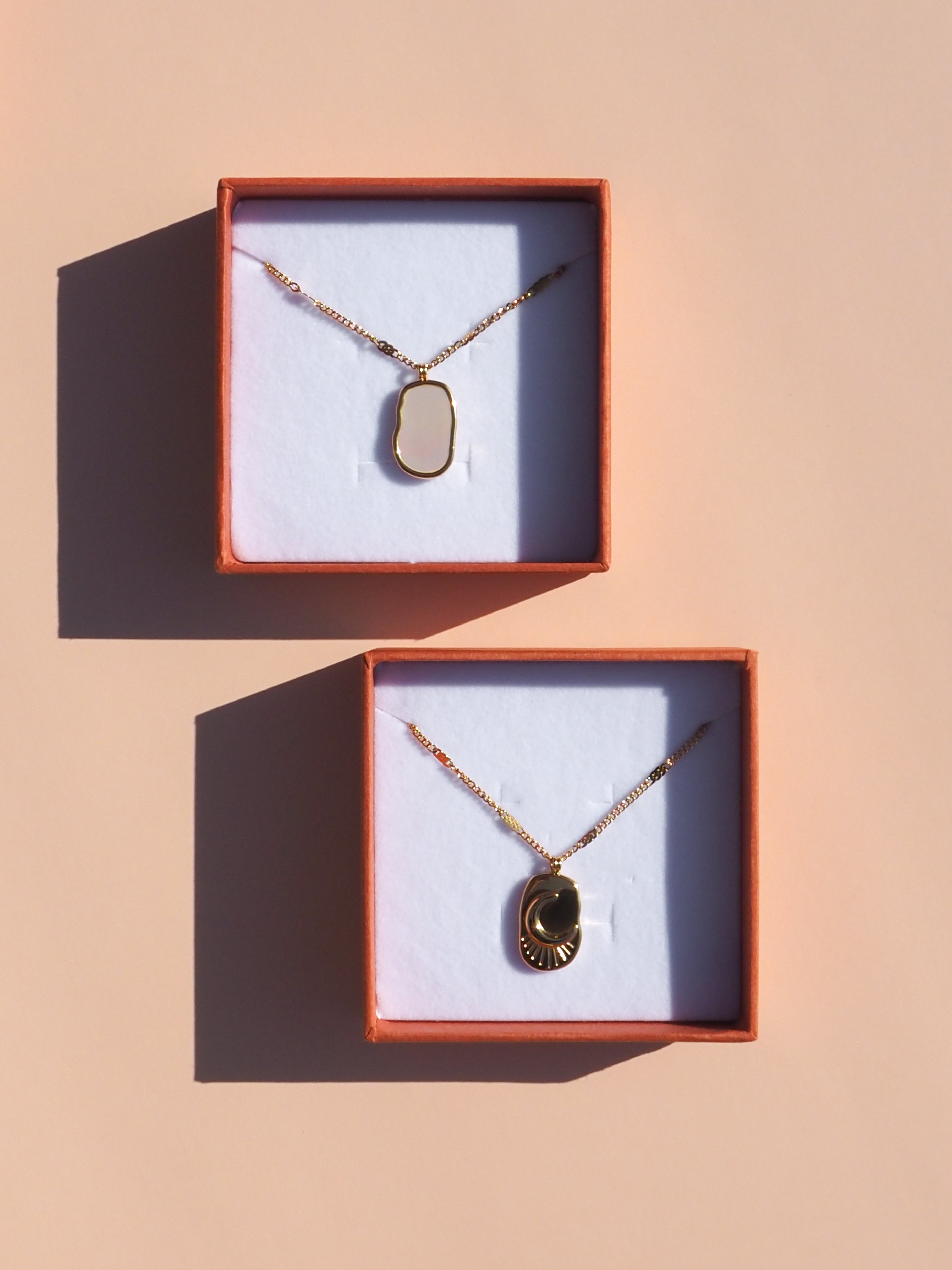 Mother of Pearl Crescent Moon Necklace - Double Sided
