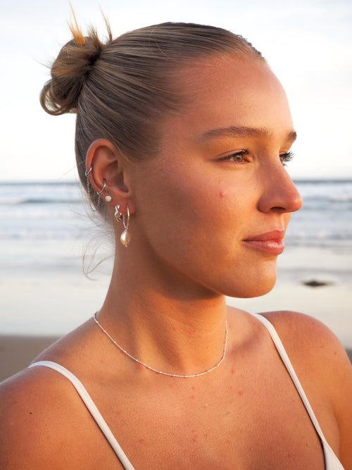 Dainty Sterling Silver Satellite Choker Necklace: Waterproof, Hypoallergenic