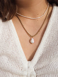 18K Gold Baroque Pearl Necklace: Twist Chain, Waterproof