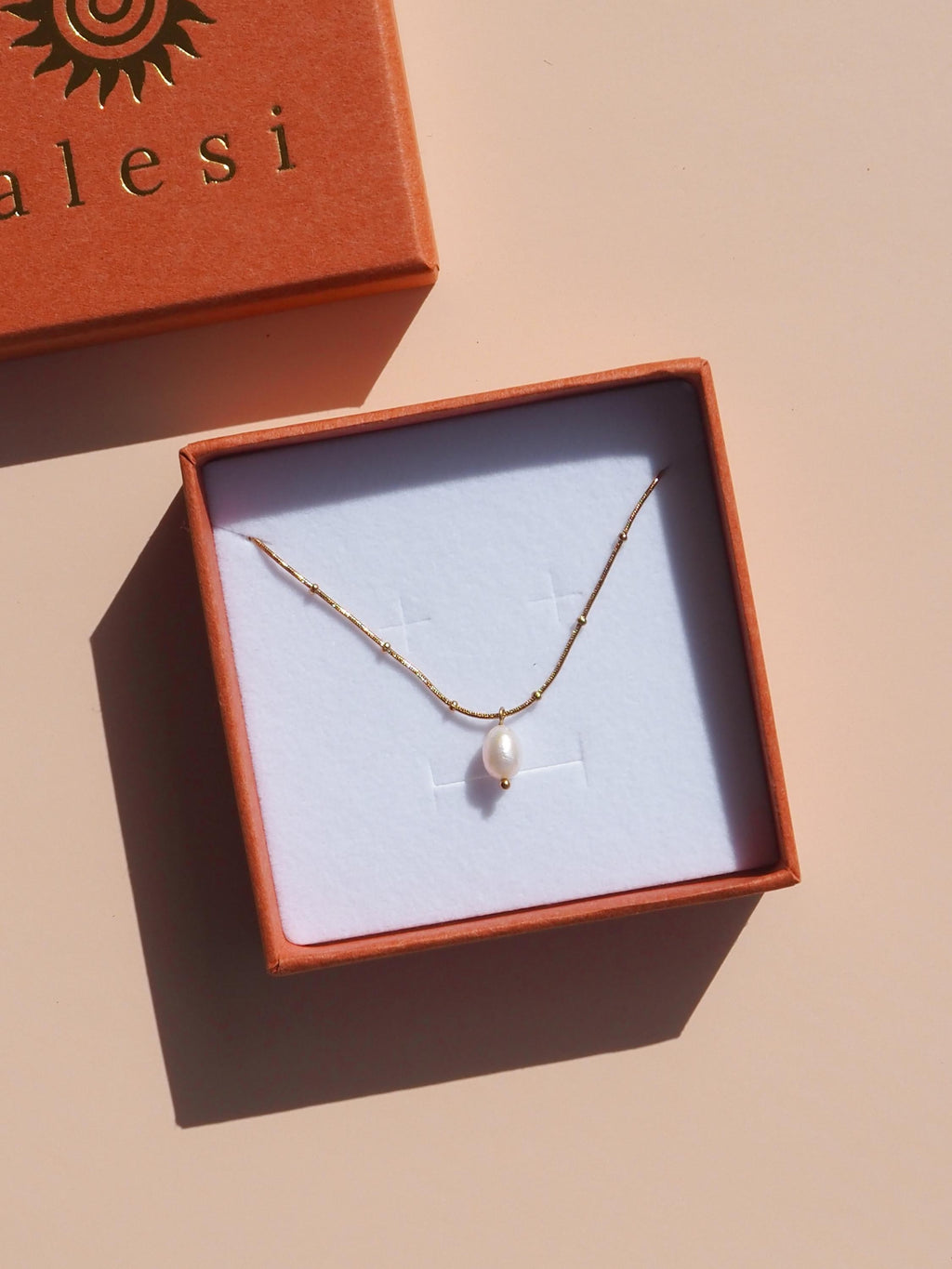 18K Gold Pearl Necklace Satellite Tarnish-Resistant Waterproof